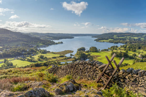 The summit view from Loughrigg Fell over Windermere and Grasmere, Ambleside, Lake District